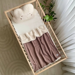 Păturică pentru bebeluși din mușelină și blăniță Teddy taupe